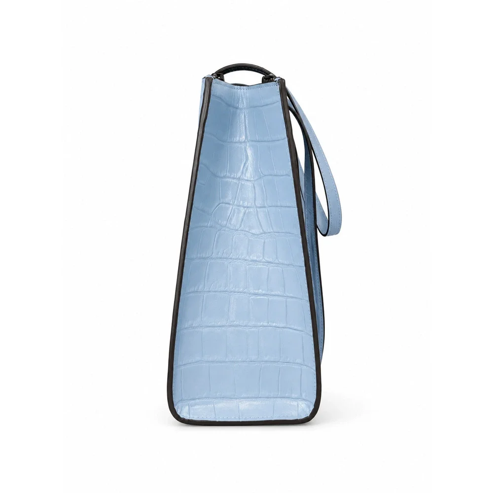 Coach Nina CL654 Blue Croc Embossed Leather Tote Wallet Set